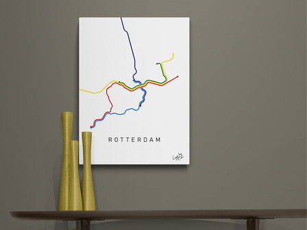Rotterdam Metro in kleur op Alu dibond