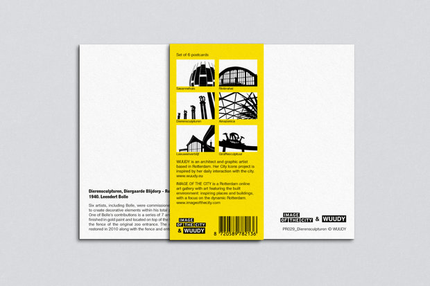 WUUDY - Set van 6 wenskaarten - grafische prints - Diergaarde Blijdorp Rotterdam - in mooie verpakking